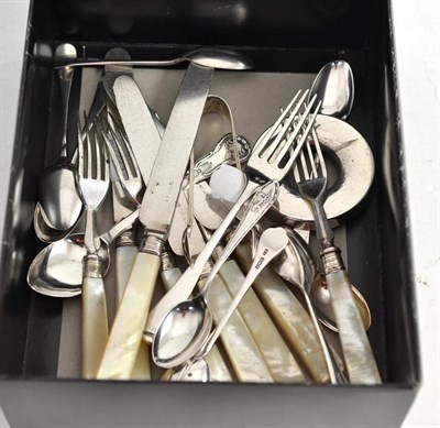 Lot 296 - A small quantity of silver and plated flatware