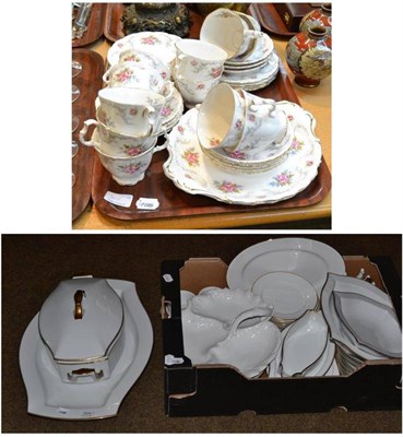 Lot 305 - Royal Albert Tranquility pattern tea set and a white and gold banded service by Worcester and...