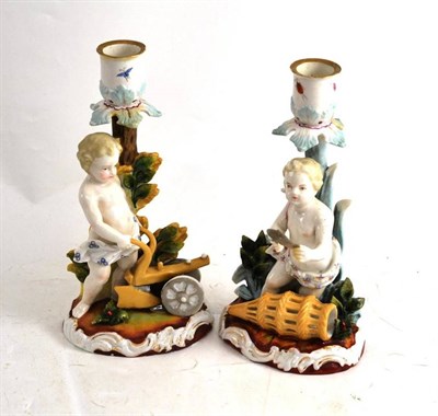 Lot 310 - Pair of Continental Augustus Rex style candlesticks