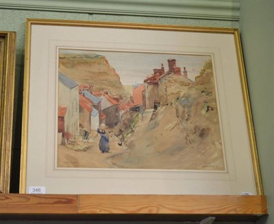 Lot 346 - Joseph Henry Kirsop (1886-1891) Staithes, Yorkshire, signed and dated 1911, watercolour, 33.5cm...