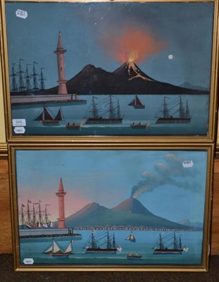 Lot 349 - A pair of gauche pictures of Vesuvius