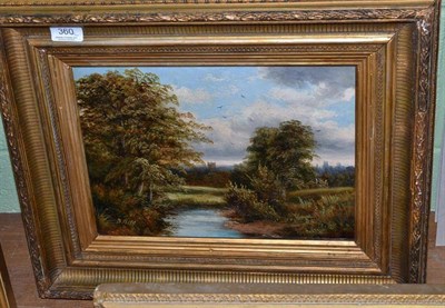 Lot 360 - B Hold, a pair of oil canvas landscape scenes and a modern oil shipping scene