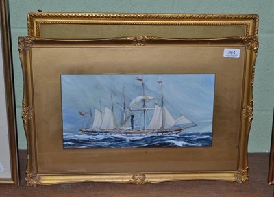 Lot 364 - Albert, sailing ships on stormy seas, signed watercolour, together with another watercolour of...