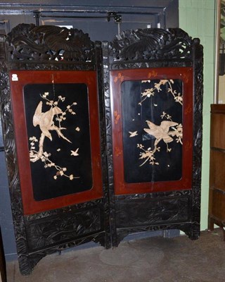 Lot 407 - A Japanese lacquer twin panel screen