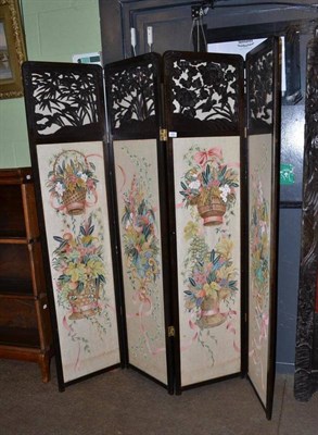 Lot 408 - Chinese screen with four painted panels