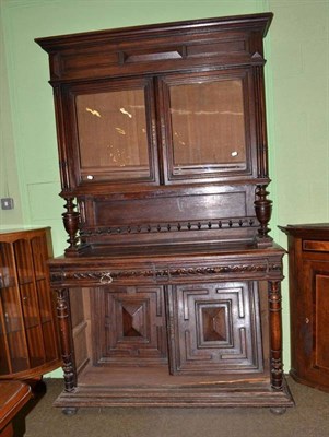 Lot 420 - 19th century French oak bookcase on cupboard base