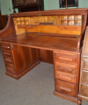 Lot 428 - Oak tambour front desk