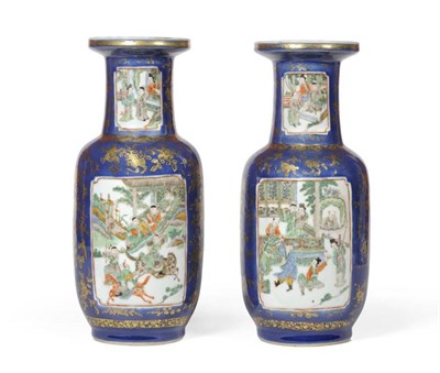 Lot 119 - A Pair of Chinese Porcelain Baluster Vases, late 19th century, with cylindrical necks and...