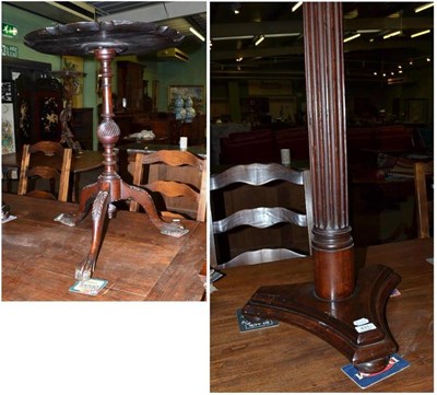 Lot 431 - Mahogany tripod table with piecrust top and a tall fluted jardiniere stand