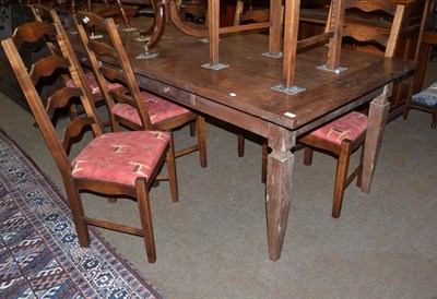 Lot 432 - Oak refectory table and chairs