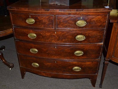 Lot 448 - Early 19th century flame mahogany bow fronted chest of drawers