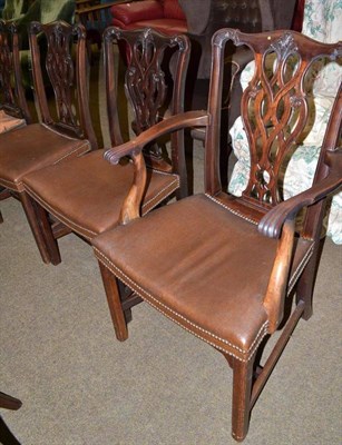 Lot 457 - Set of eight George III Chippendale style dining chairs