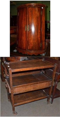 Lot 484 - Oak corner cupboard and a hostess trolley