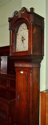 Lot 502 - Oak cased thirty hour longcase clock with white enamel dial