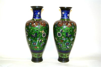 Lot 127 - A Pair of Chinese Ginbari Cloisonné Enamel Baluster Vases, late 19th century, with flared...
