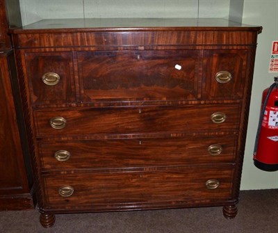 Lot 517 - A Victorian mahogany secretaire chest, the interior fitted with birdseye maple fronted drawers...