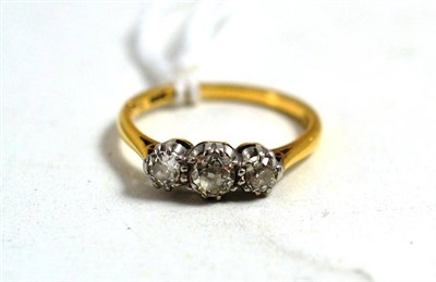 Lot 28 - A diamond three stone ring, stamped '18ct'