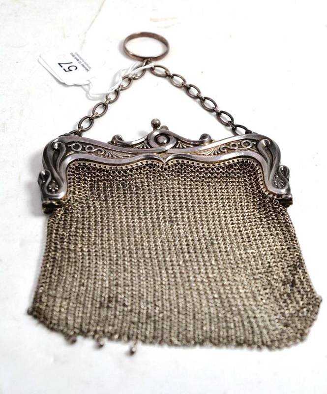 Lot 57 - Sterling mesh purse