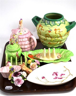 Lot 62 - Crown Ducal vase and quantity of ceramics