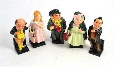 Lot 64 - Five Royal Doulton figures, ";Little Nell";, ";Pecksniff";, ";Pickwick";, ";Tony Weller"; and...