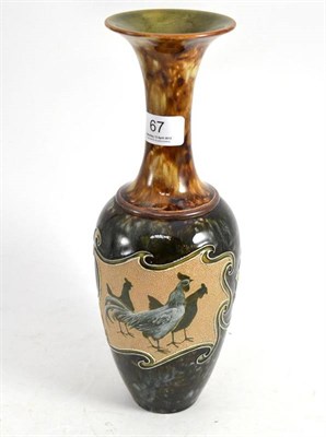 Lot 67 - A Doulton Lambeth stoneware vase, by Florence Barlow, pâte-sur-pâte decoration of...
