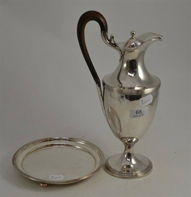 Lot 68 - An old Sheffield plate claret jug and an old Sheffield plate waiter