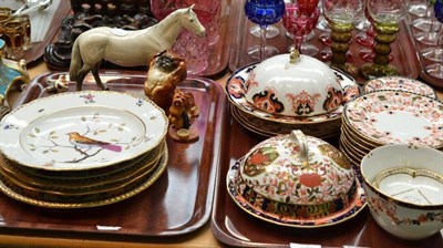 Lot 88 - A quantity of Royal Crown Derby Imari pattern plates; muffin dishes etc, three Meissen plates,...