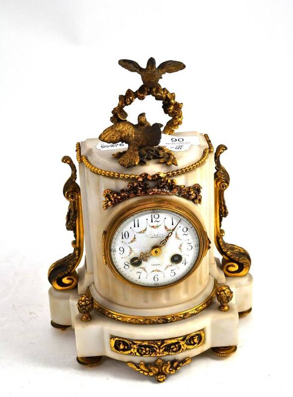 Lot 90 - A French white marble striking mantel clock with gilt metal mounts