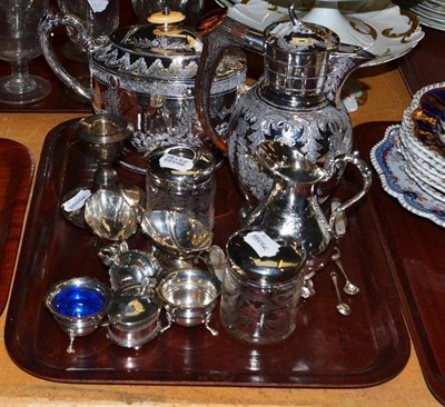 Lot 94 - Pair of silver dwarf candlesticks, pair of salts and mustard, pair of small pedestal bowls, pair of