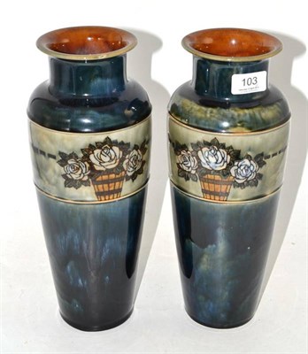 Lot 103 - Pair of Royal Doulton pottery vases