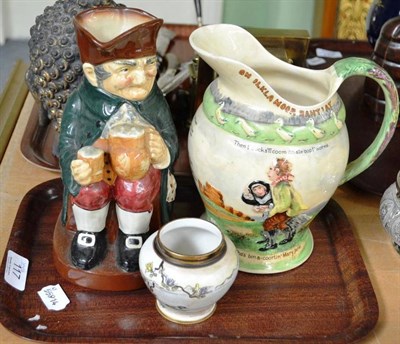 Lot 117 - Crown Devon musical jug, Doulton jug and Noritake vase
