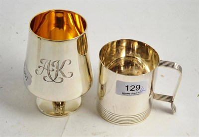 Lot 129 - A modern Irish silver goblet and a stylish silver Christening mug