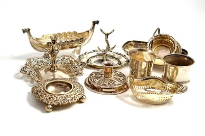 Lot 146 - Small silver including dishes, model book, ring stands, etc