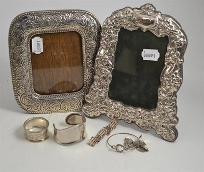 Lot 167 - Silver mounted photo frame, a white metal frame and sundry