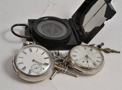 Lot 168 - A silver cased Elgin pocket watch, a silver cased open face pocket watch with fancy silver...