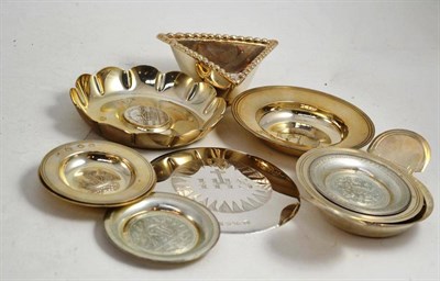 Lot 177 - Ten silver and white metal dishes