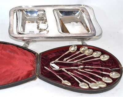 Lot 209 - Twelve Russian apostle teaspoons, an entrée dish and cover, etc