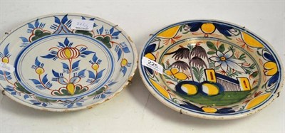 Lot 225 - Two polychrome Delft plates