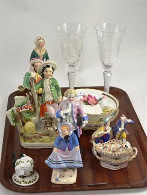 Lot 243 - Three Staffordshire figurines etc