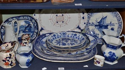 Lot 254 - A quantity of blue and white plates, jugs etc