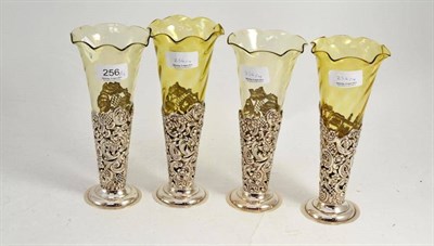 Lot 256 - Four silver and glass vases