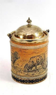 Lot 267 - A Doulton Lambeth stoneware biscuit barrel, by Hannah Barlow, 21cm