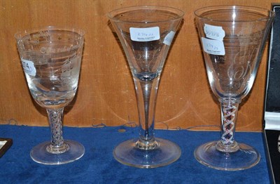 Lot 274 - Three commemorative wine glasses