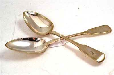 Lot 284 - A pair of George III fiddle pattern silver tablespoons