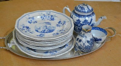 Lot 322 - A silver plated twin-handled tray, a Chinese export teapot, sparrow beak jug and teabowl