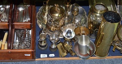 Lot 326 - Quantity of assorted silver plate, Eastern metalwares, brass etc