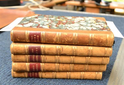 Lot 351 - Five 19th century part leather bound books with marbled edges comprising: The Stud Farm, The...