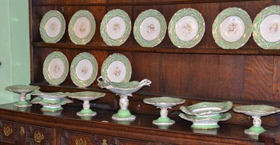 Lot 426 - Victorian pottery dessert service with apple green borders