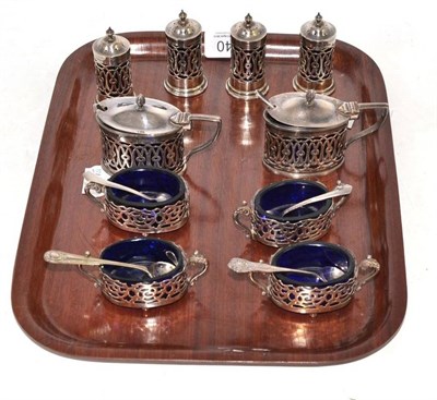 Lot 440 - Pierced silver ten piece cruet set