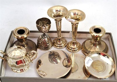 Lot 450 - Small silver including pair of vases, candlesticks, etc